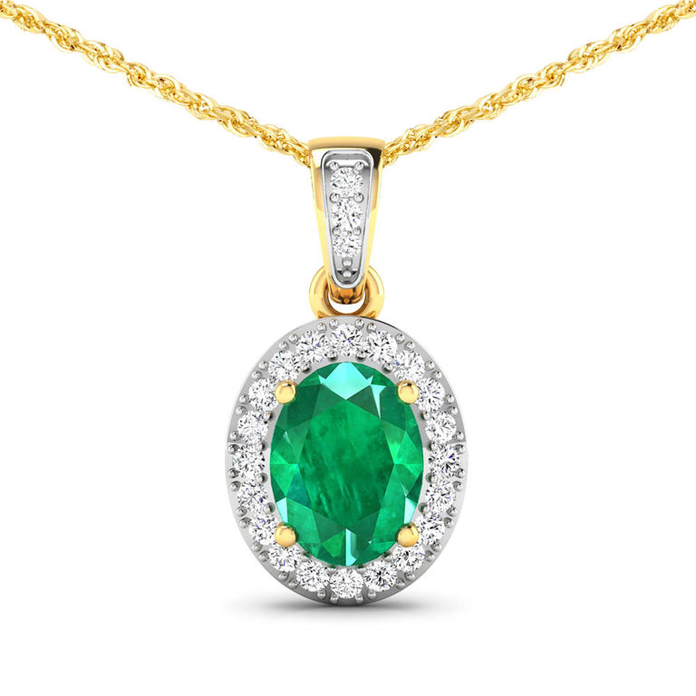 Emerald and Diamond Pendant Necklace