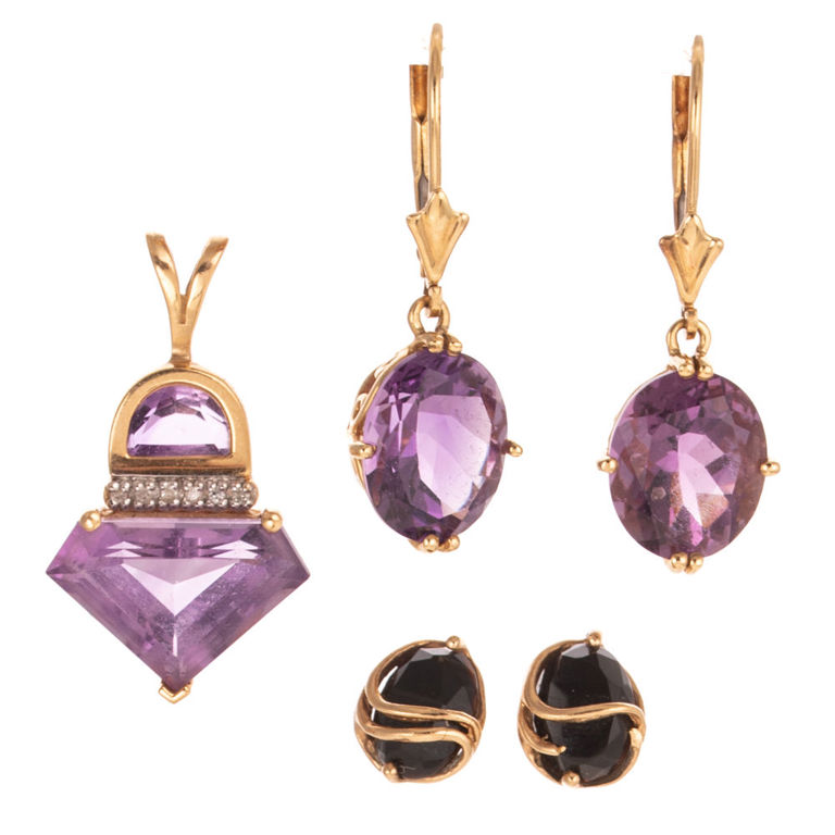 14k and 10k Yellow Gold Gemstone Jewelry Set