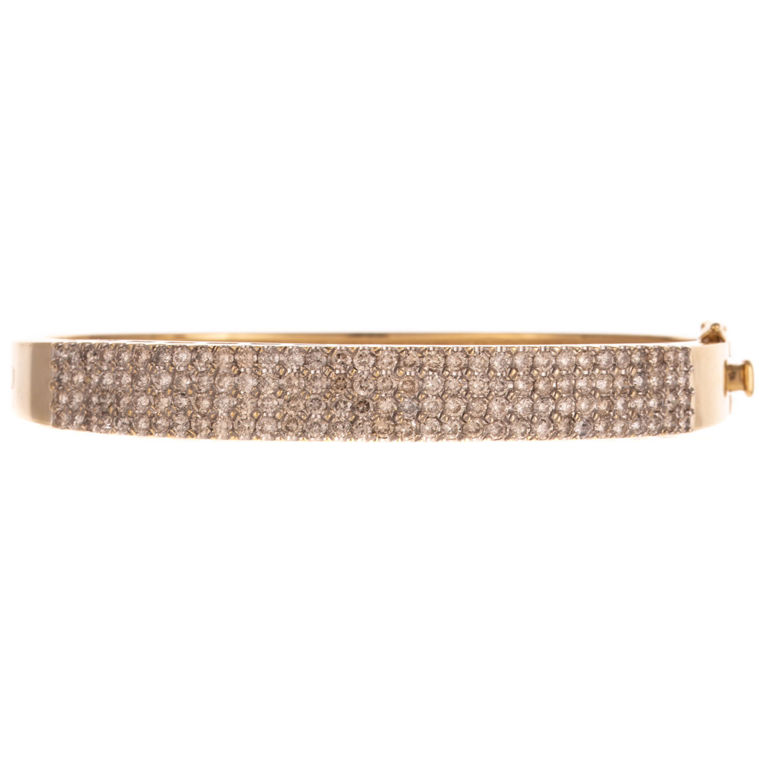 14k Yellow Gold Diamond Hinged Bracelet