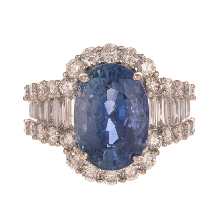 18k White Gold Sapphire and Diamond Ring