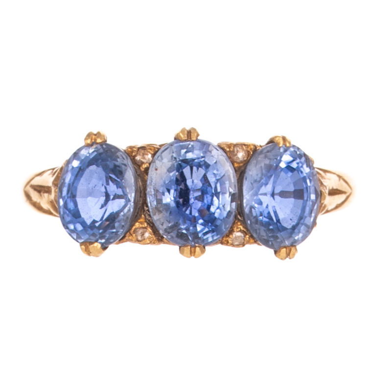 18k Yellow Gold Sapphire and Diamond Ring