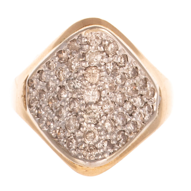 14k Yellow Gold Diamond Geometric Ring