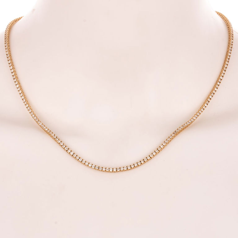 14k Yellow Gold Diamond Line Necklace