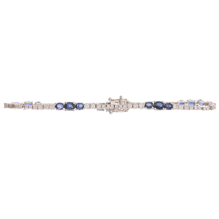 18k White Gold Sapphire and Diamond Bracelet