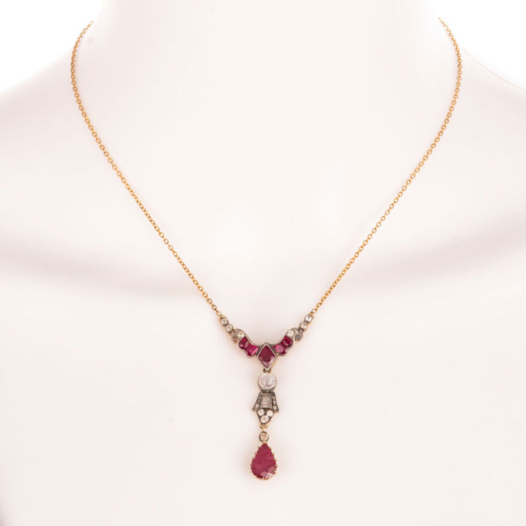 Gilded Silver Gemstone Pendant Necklace