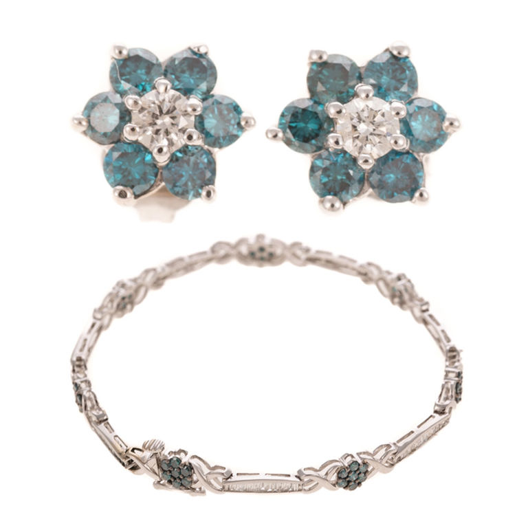 14k White Gold Diamond Jewelry Set