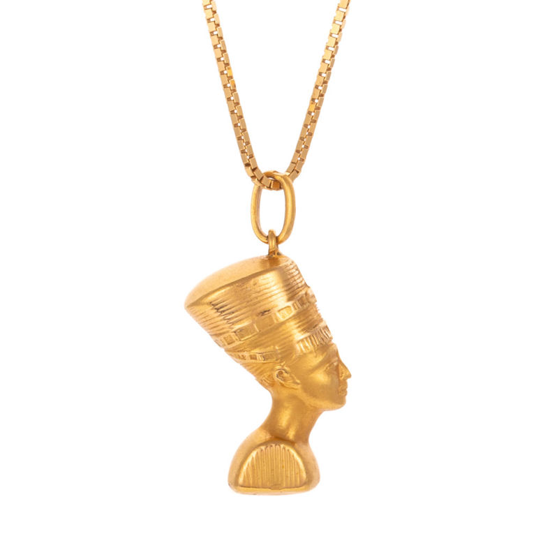 18k and 14k Yellow Gold Nefertiti Pendant Necklace