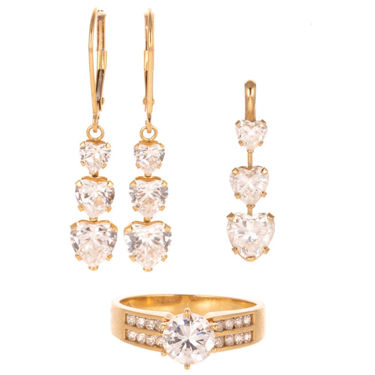 14k Yellow Gold Cubic Zirconia Jewelry Set