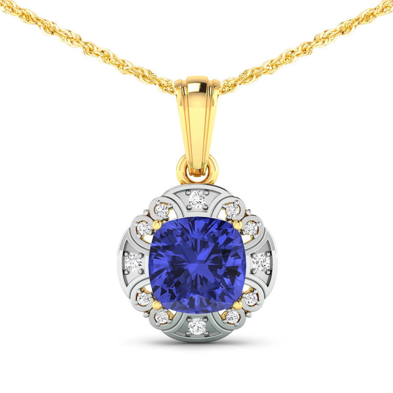 14k Yellow Gold Tanzanite and Diamond Pendant