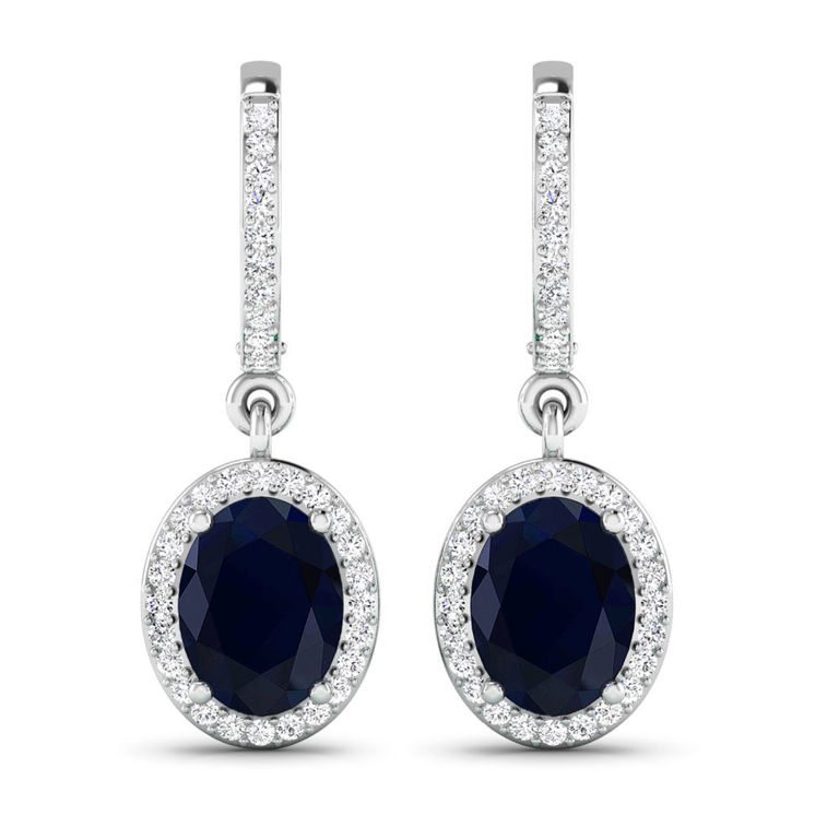 14k White Gold Sapphire and Diamond Earrings