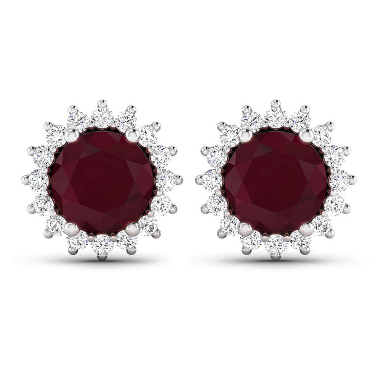 14k White Gold Ruby and Diamond Earrings