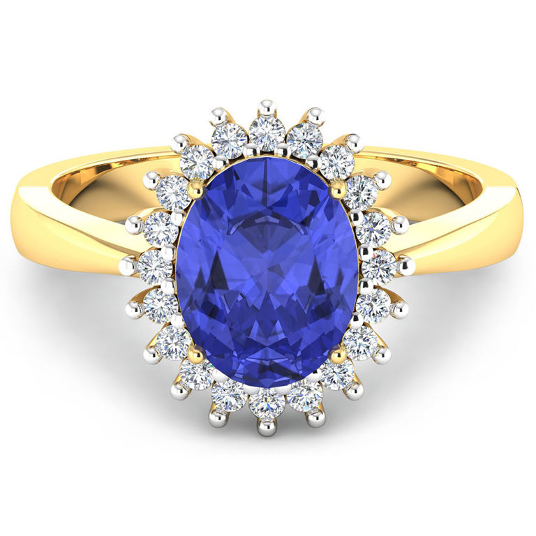 14k Yellow Gold Tanzanite and Diamond Ring