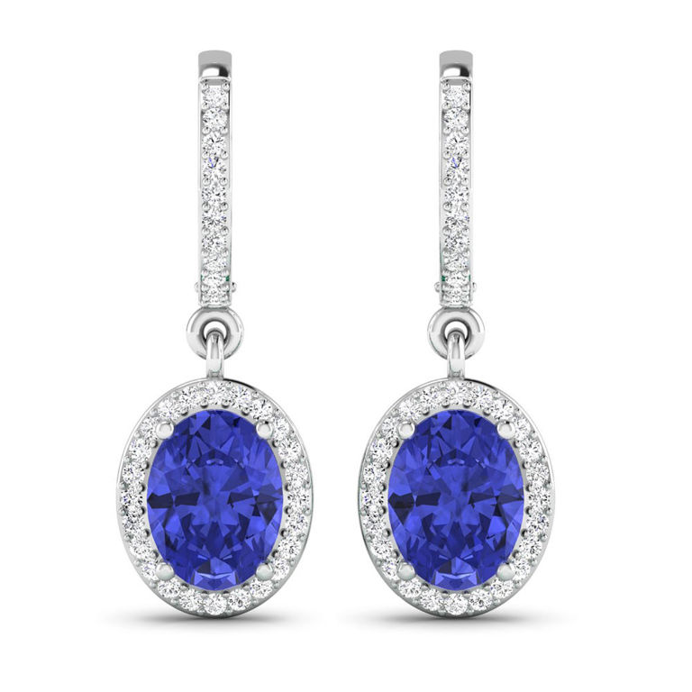 14k White Gold Tanzanite and Diamond Earrings
