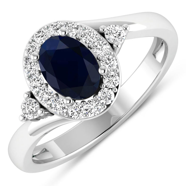 14k White Gold Sapphire and Diamond Ring