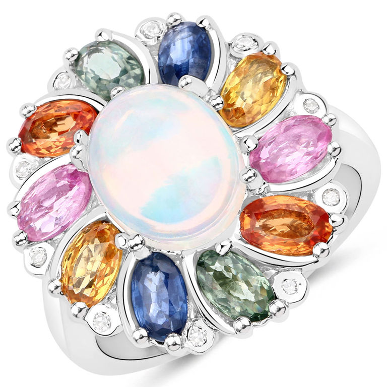 Opal, Sapphire and Diamond Ring