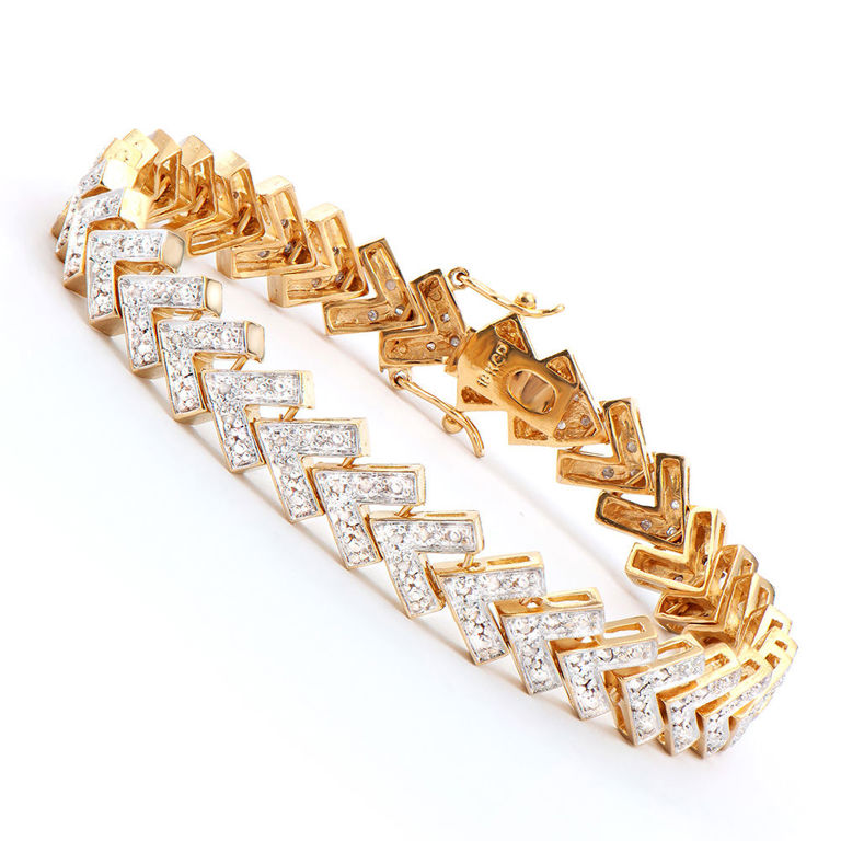 Plated 18k Yellow Gold Diamond Bracelet