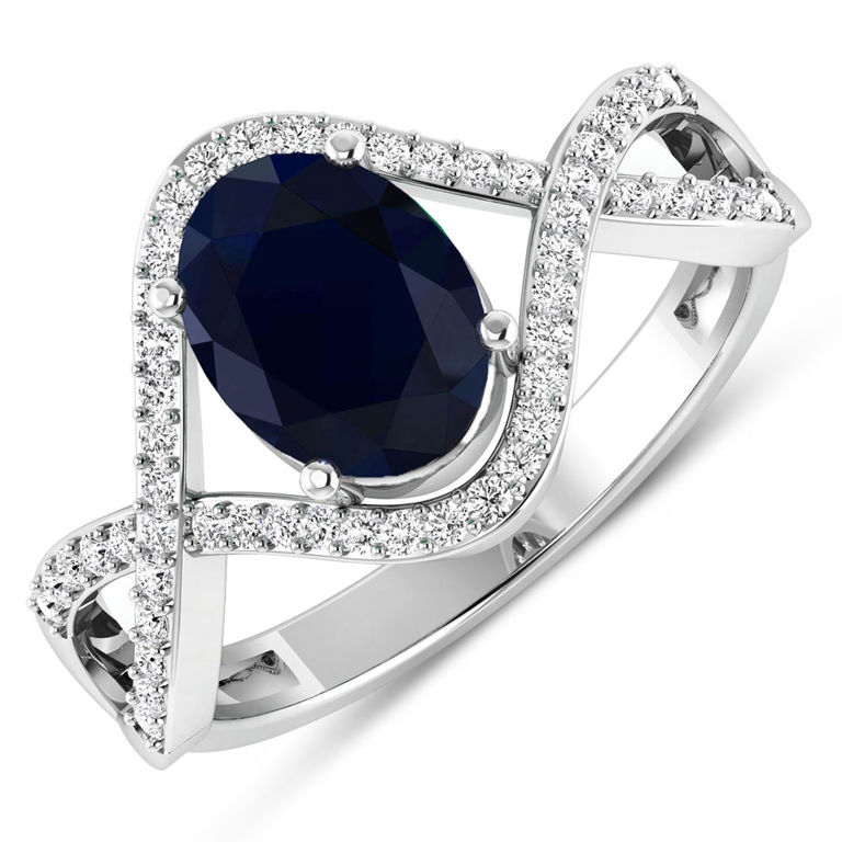 14k White Gold Sapphire and Diamond Ring