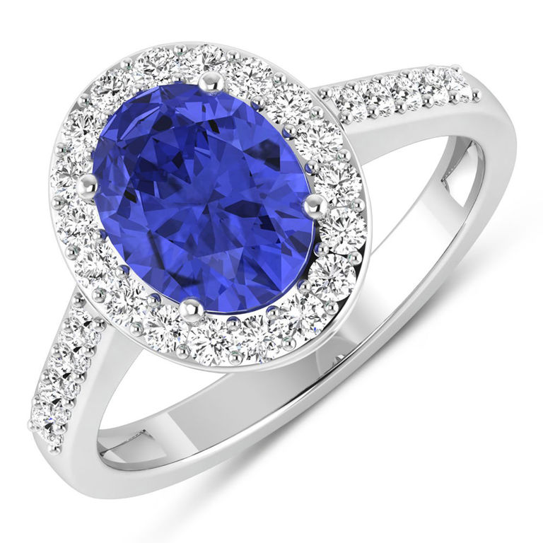 14k White Gold Tanzanite and Diamond Ring