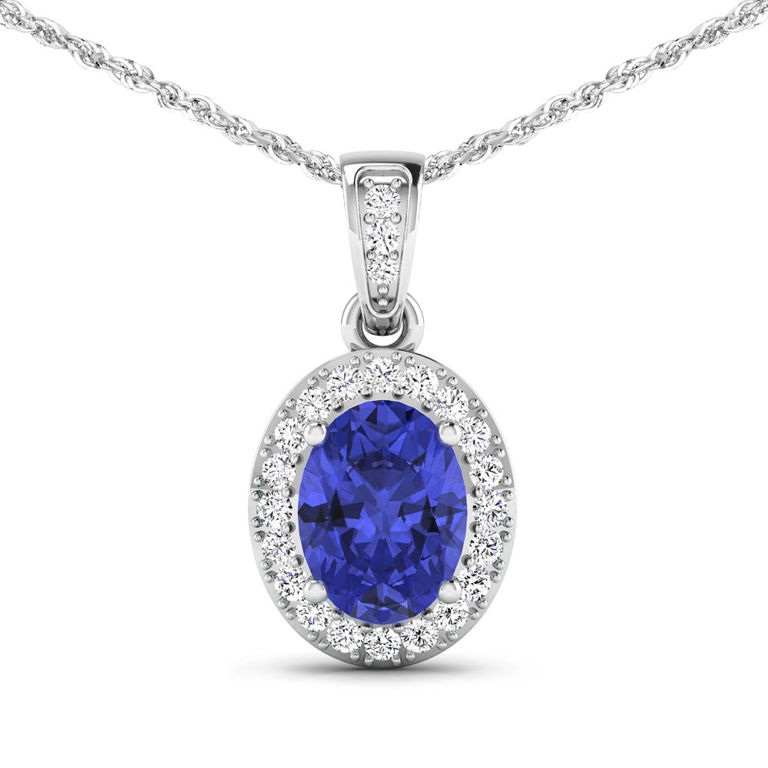 14k Gold Tanzanite and Diamond Pendant