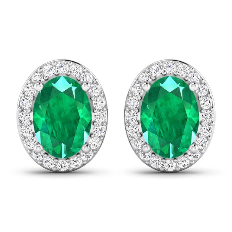 14k Gold Emerald and Diamond Earrings