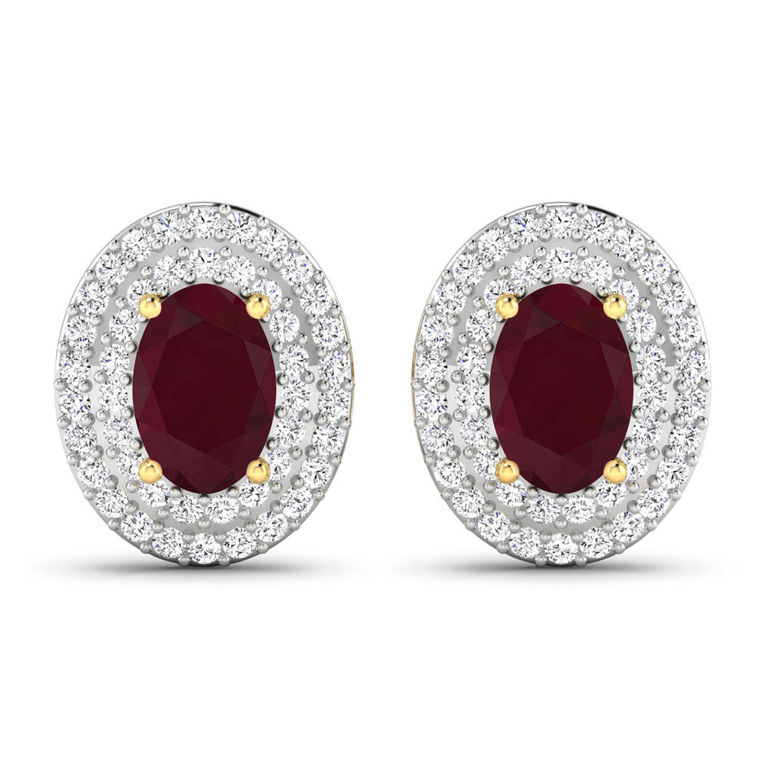 14k Gold Ruby and Diamond Earrings