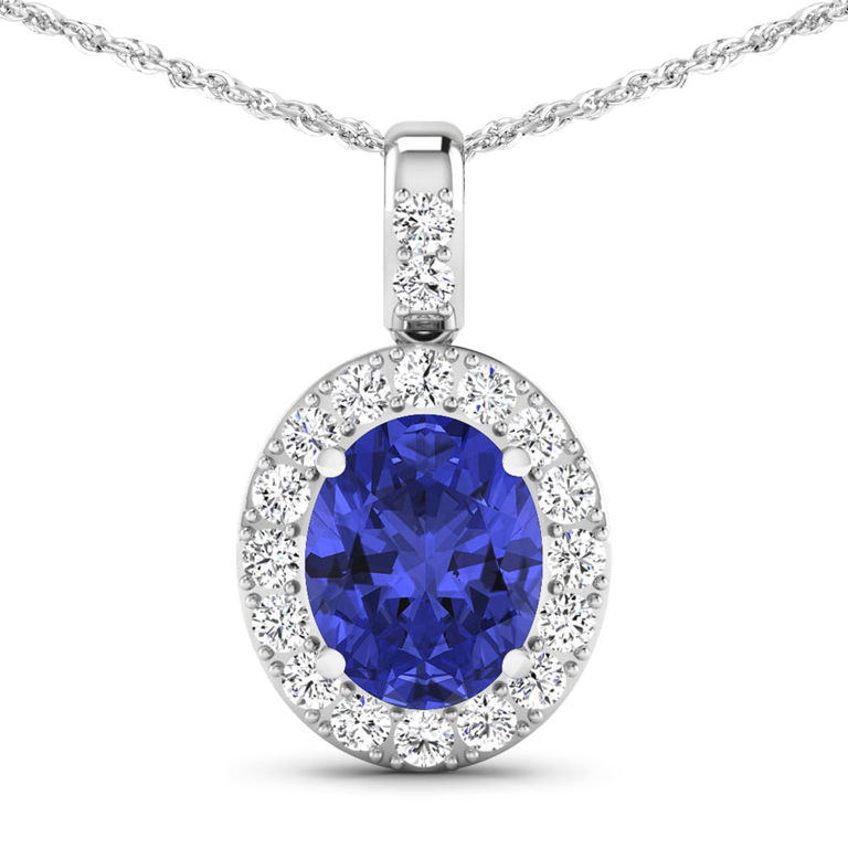 14k Gold Tanzanite and Diamond Pendant