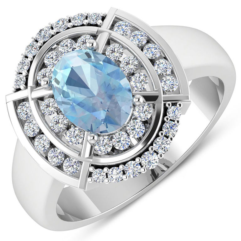 14k White Gold Aquamarine Ring