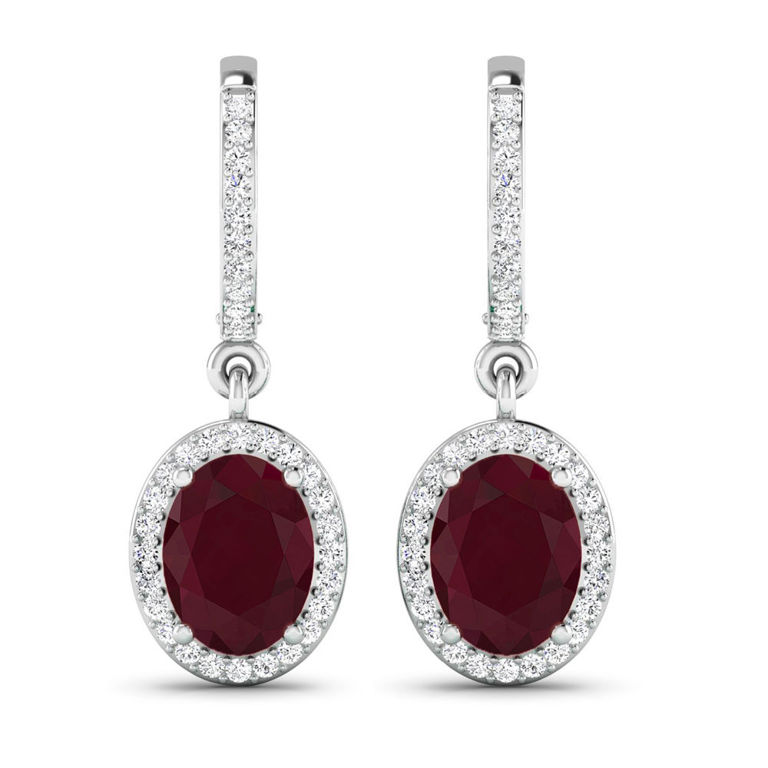 14k White Gold Ruby and Diamond Earrings