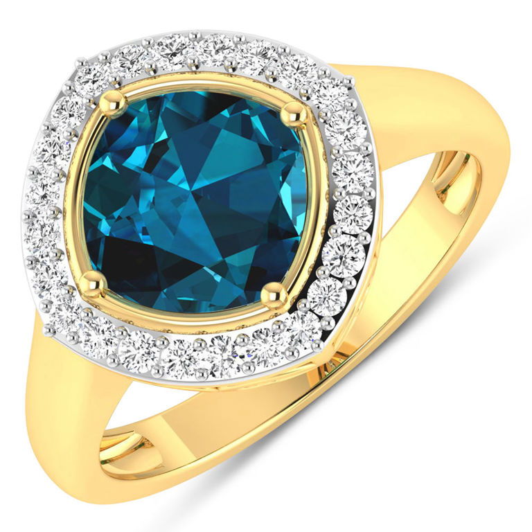14k Gold Topaz and Diamond Ring