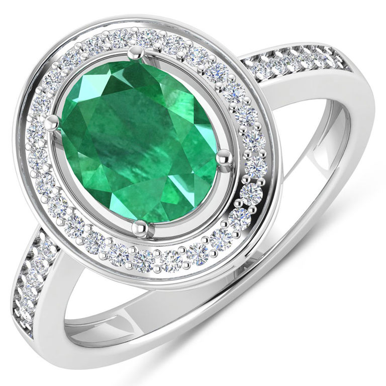 14k White Gold Emerald Ring