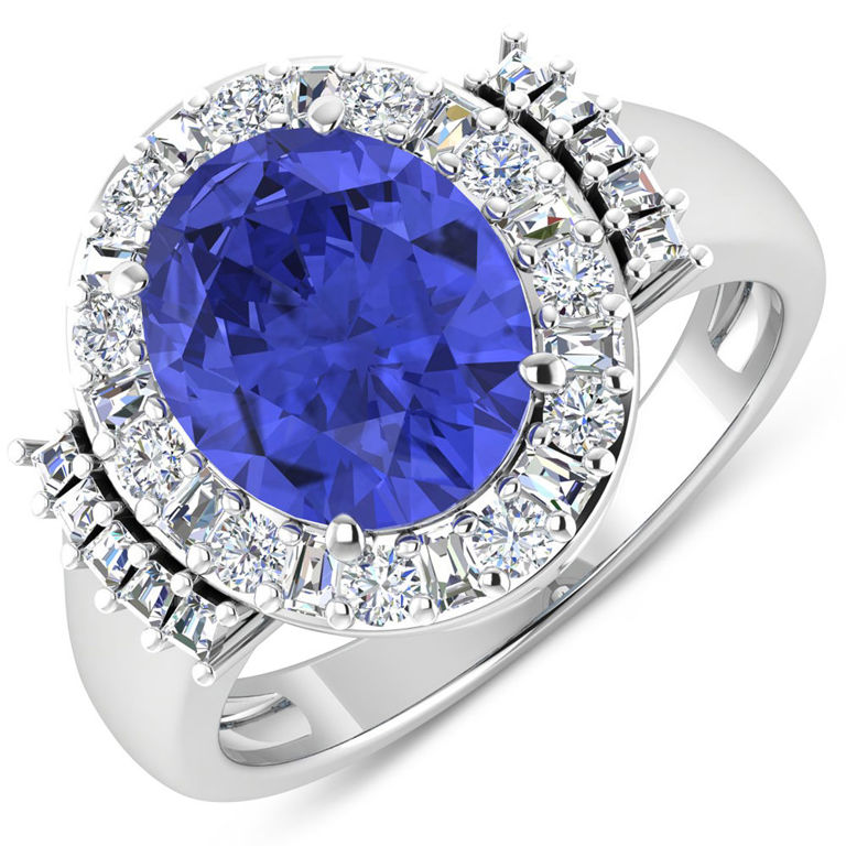 14k White Gold Tanzanite and Diamond Ring
