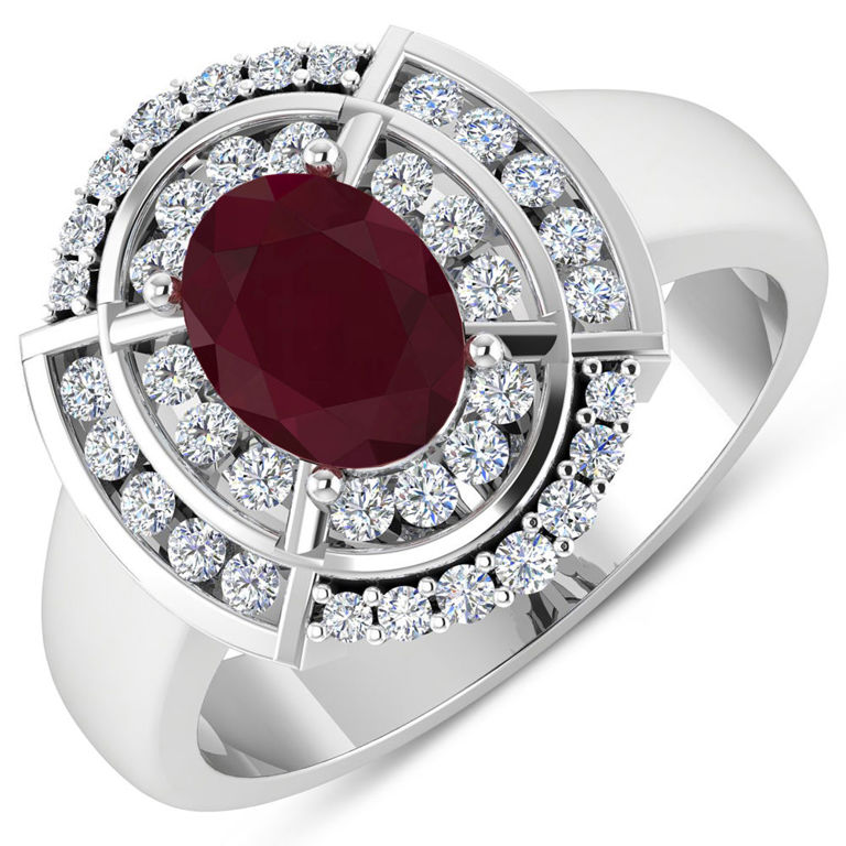 14k White Gold Ruby and Diamond Ring