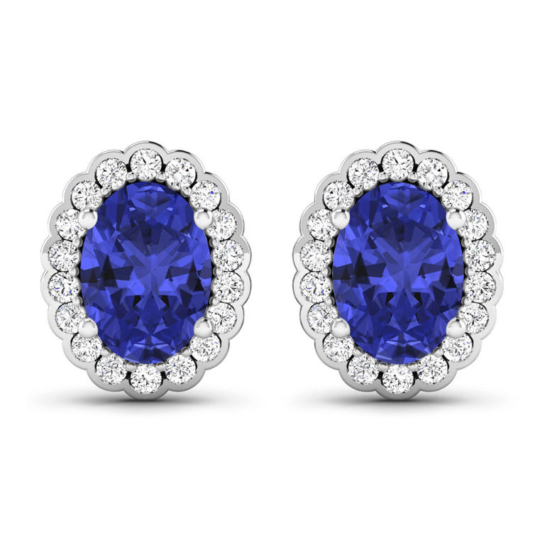 14k White Gold Tanzanite and Diamond Earrings