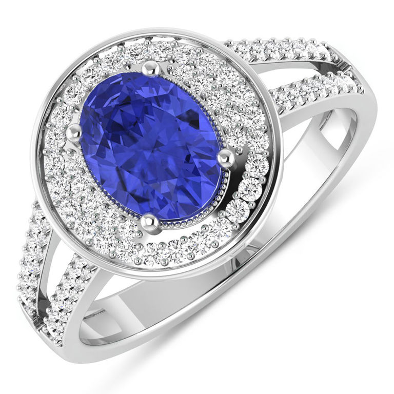 14k White Gold Tanzanite and Diamond Ring