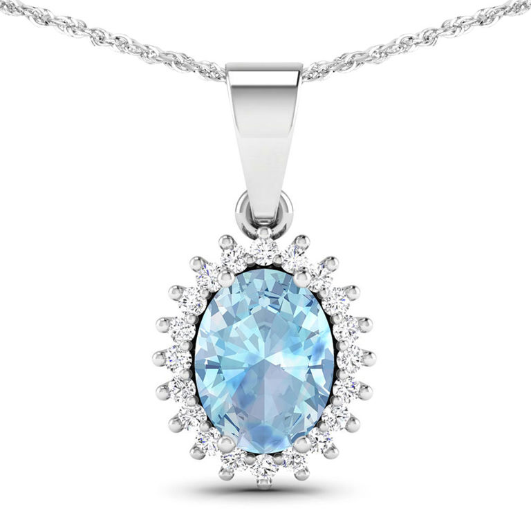 14k White Gold Aquamarine Pendant