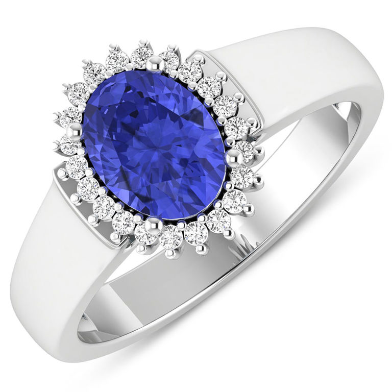 14k White Gold Tanzanite and Diamond Ring