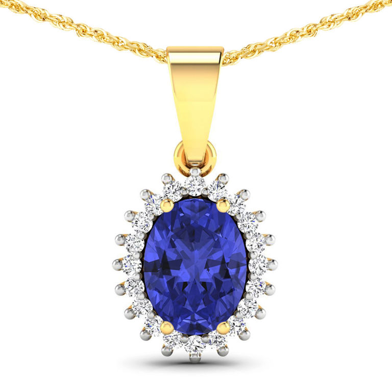 14k Yellow Gold Tanzanite and Diamond Pendant