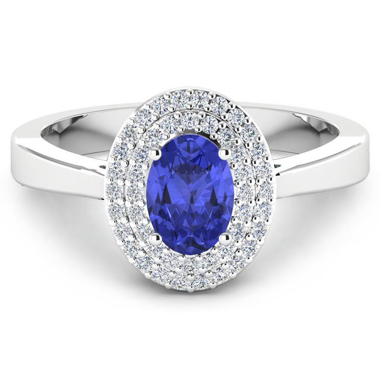 14k White Gold Tanzanite and Diamond Ring