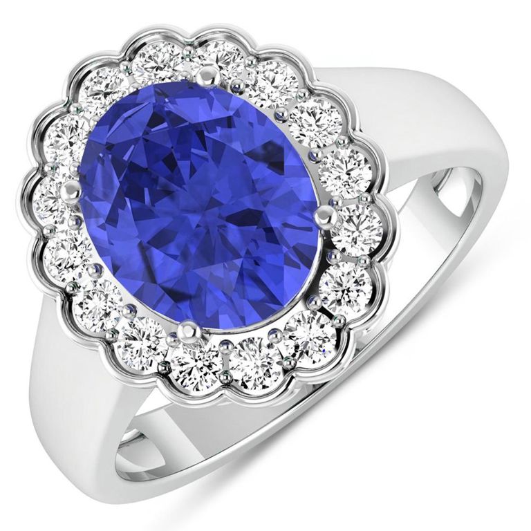 14k White Gold Tanzanite and Diamond Ring