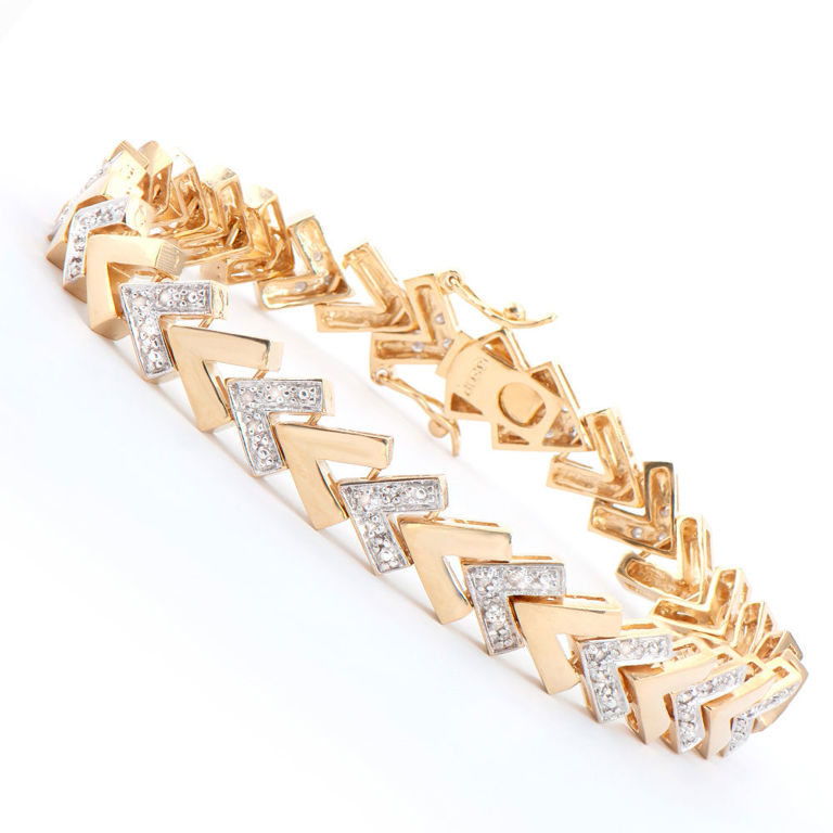 18k Yellow Gold Plate Diamond Bracelet