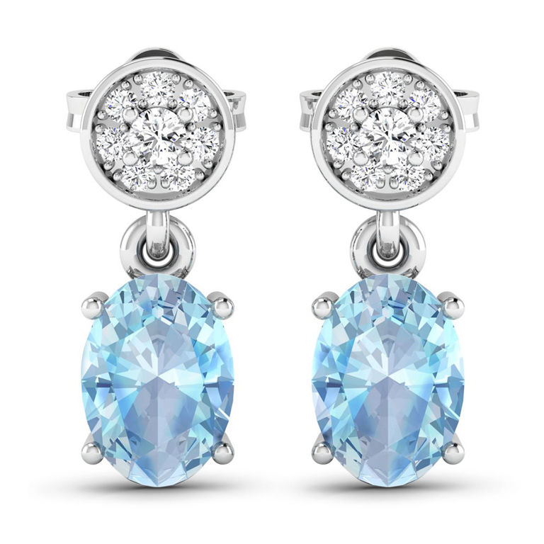 14k White Gold Aquamarine and Diamond Earrings