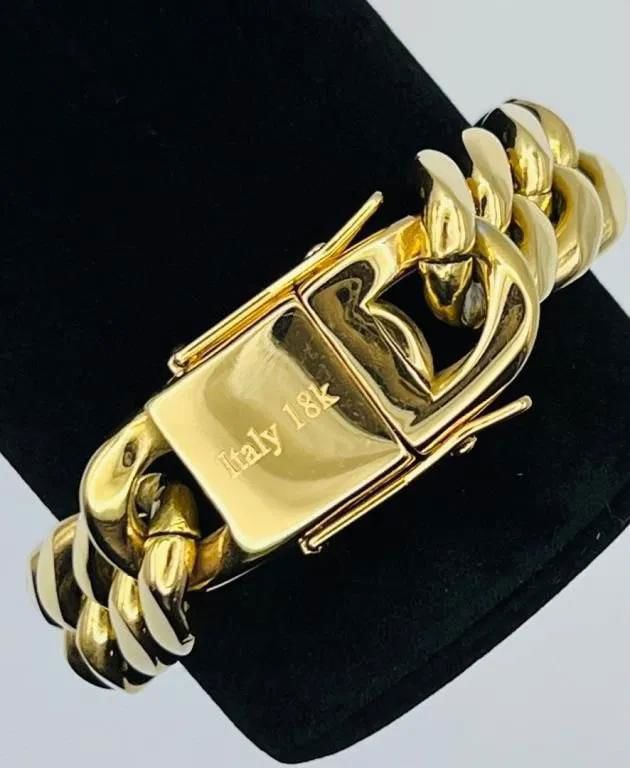 18k Gold Plated Italian Curb Link Bracelet