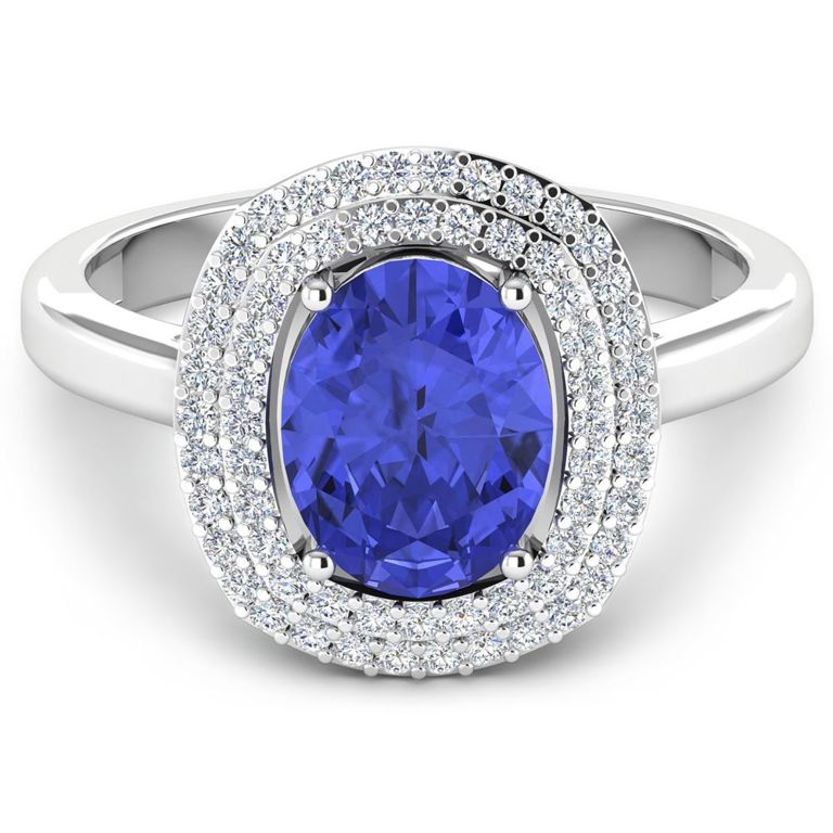 14k White Gold Tanzanite and Diamond Ring