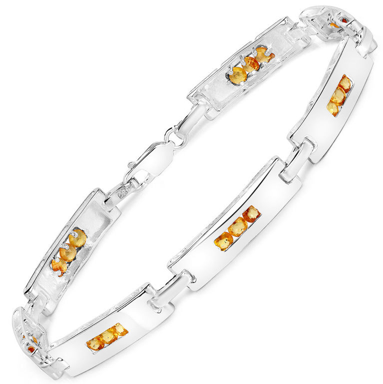 Rhodium Plated Yellow Sapphire Bracelet