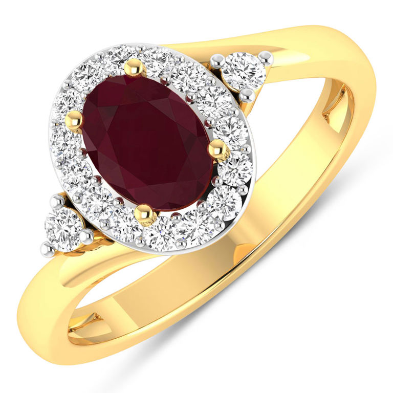 14k Yellow Gold Ruby and Diamond Ring