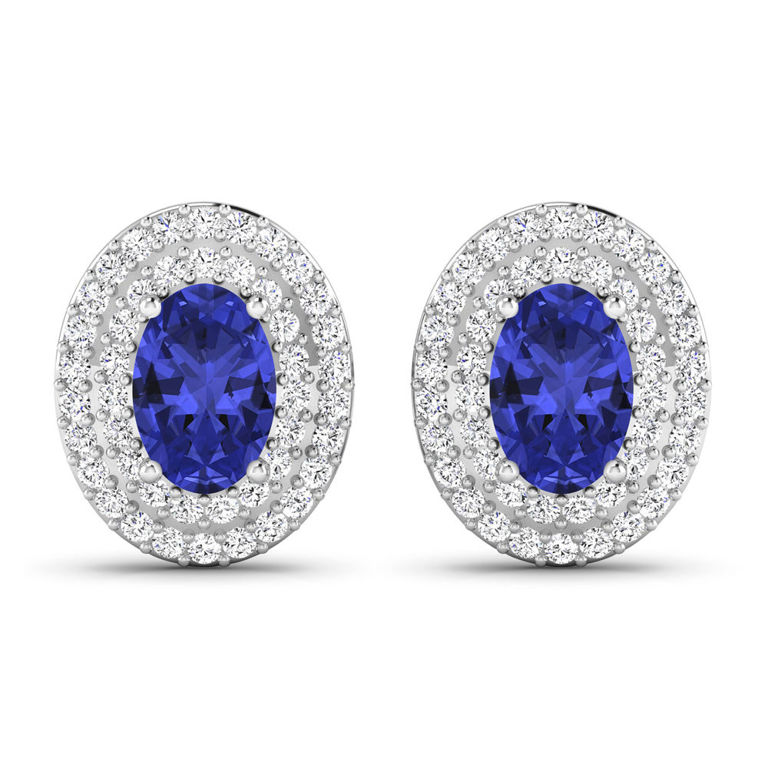 14k White Gold Tanzanite and Diamond Earrings