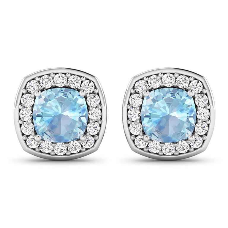 14k White Gold Aquamarine and Diamond Earrings