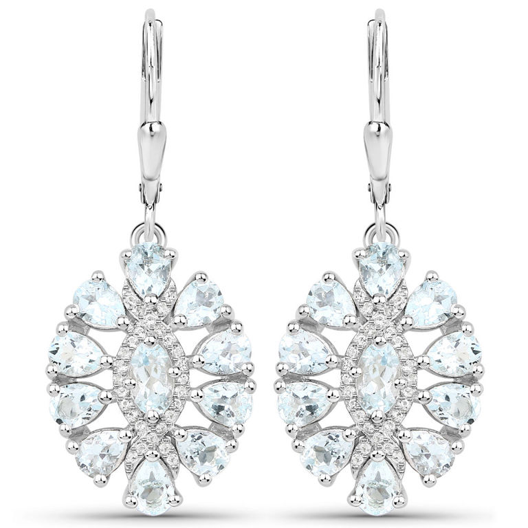 Aquamarine and White Topaz Drop Earrings