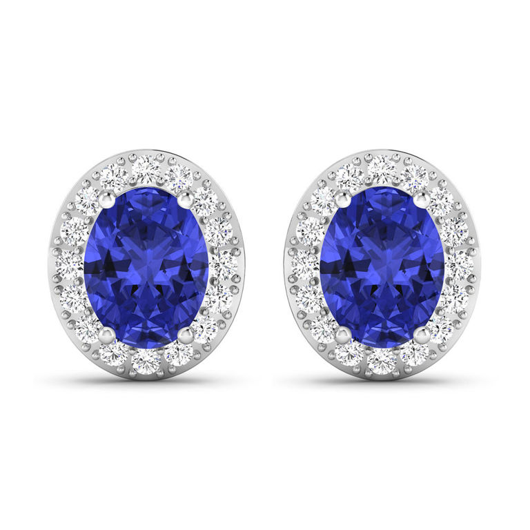 14k White Gold Tanzanite and Diamond Earrings