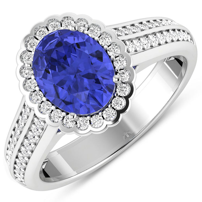 14k White Gold Tanzanite and Diamond Ring